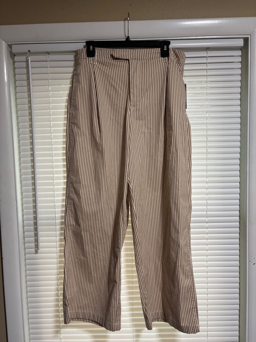 Tommy Hilfiger Beige and White Pinstripe Chinos